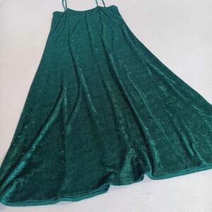 PJLA Green Soft Velvet Maxi Long Dress Cami Straps Sz S